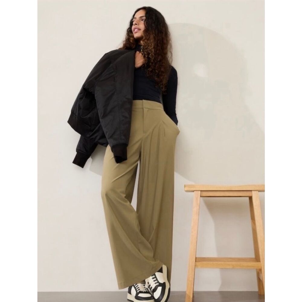 Athleta Olive Green Wide‑Leg Pants